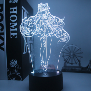 Акриловый светильник на черной подставке "Genshin Impact / Геншин - Кэ Цин"