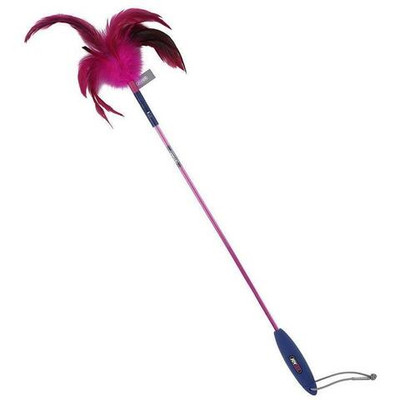 Игрушка для кошек JOYSER Cat Teaser Дразнилка на стеке c перьями розовая, 65 см