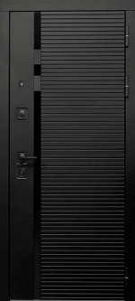 Черная металлическая дверь в квартиру с зеркалом - 1058