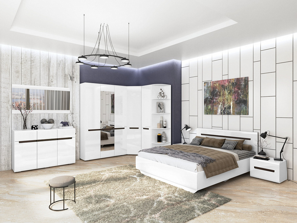 Тумба прикроватная Стокгольм белый/белый глянец