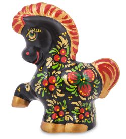 ГЛ- 956 Фигурка «Лошадка-Буран» хохлома (Гжельский фарфор)