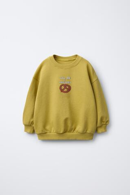 ZARA ТОЛСТОВКА С ПРИНТОМ, МЯГКИЙ ЖЕЛТЫЙ
