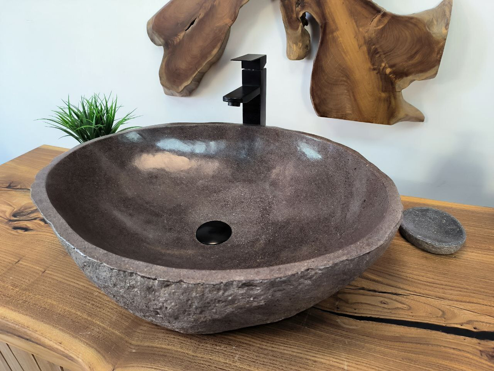 Раковина из речного камня RS-65805 62х47х15 из натурального камня