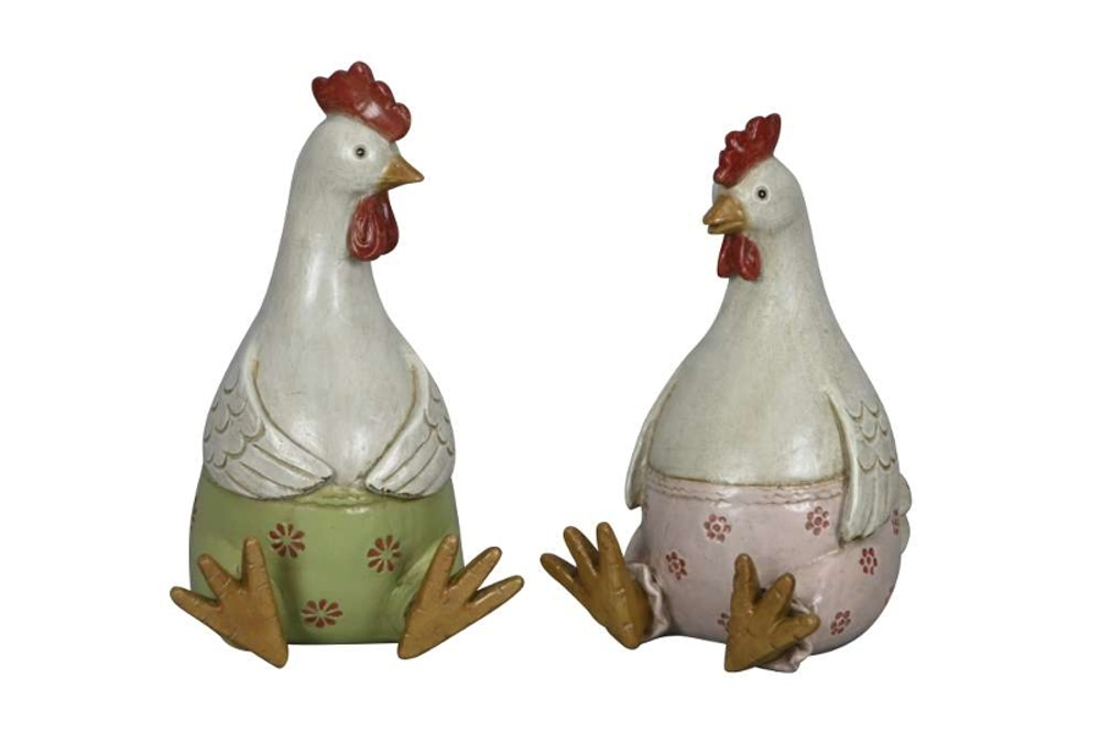 Декор "Петух/Курица" в ассортименте 10,5x12,5xH17,5см / 15x11,5xH19см
