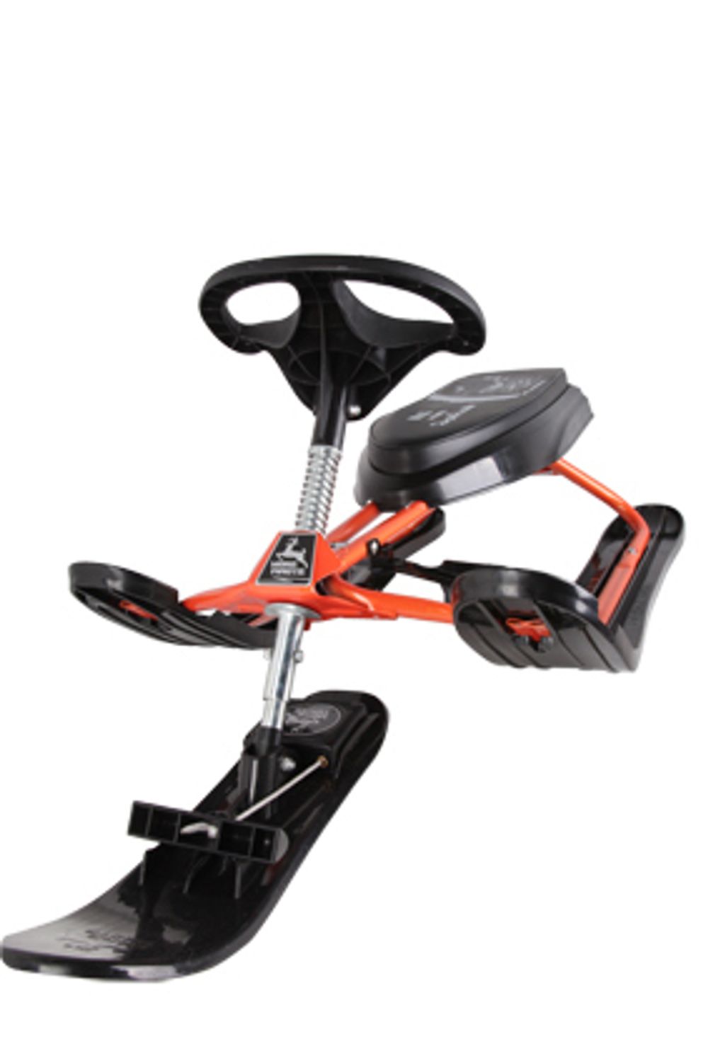 Снегокат Snowstorm Pro оранжевый, рисунок на сиденье мотор (231)