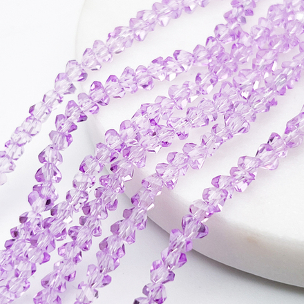 Бусина Треугольник, стекло, цвет сиреневый, размер около 3*4 мм, цена за нить 38 см