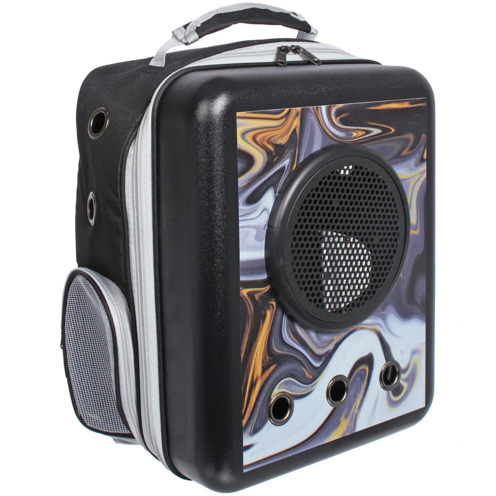 Рюкзак - переноска для животных «СТИЛЬНЫЙ БРО», цвет черный, 32*17*42/до13кг (Пакет и Лейбл)