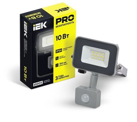 Прожектор светодиодный СДО 07-10Д 10Вт 6500К IP54 с датчиком движ. сер. IEK LPDO702-10-K03