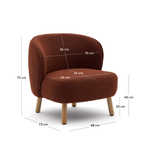 Кресло Ulit из терракотового букле с ножками из бука в натуральной отделке