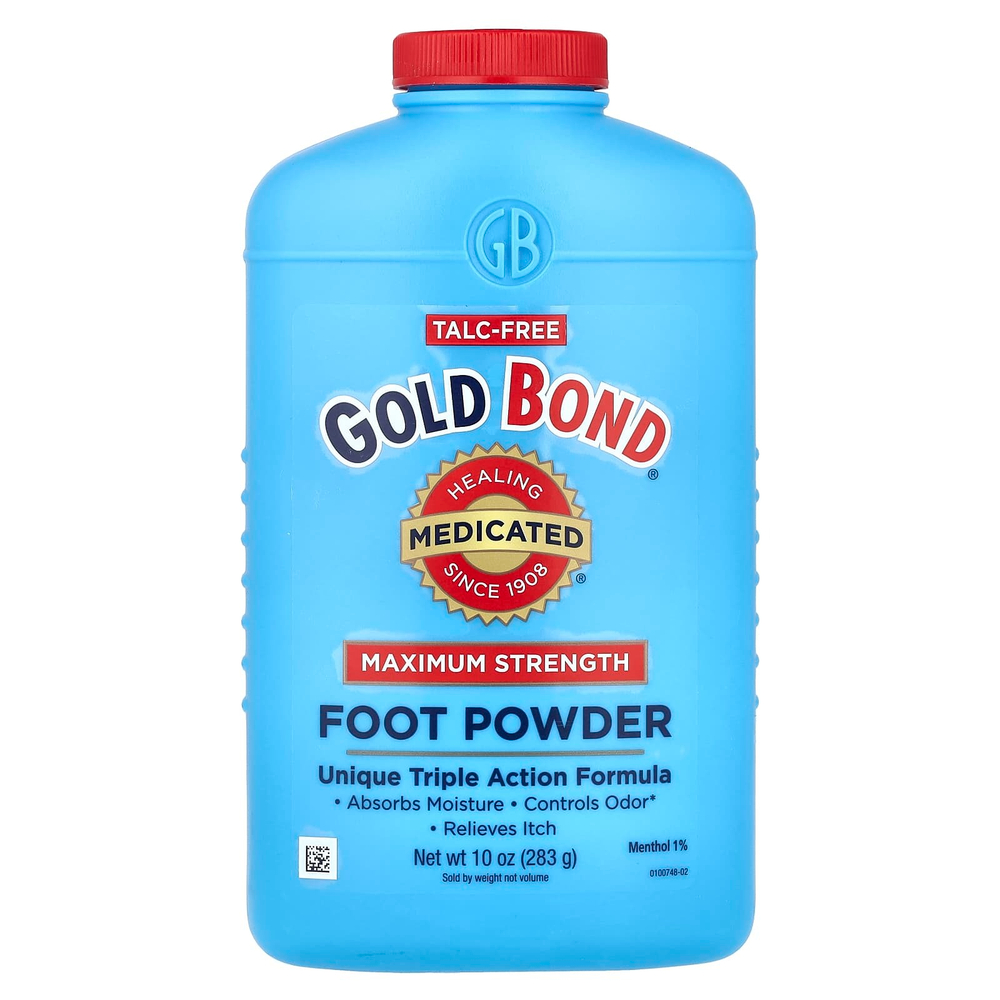 Gold Bond, Medicated, пудра для ног, уникальная формула тройного действия, максимальная эффективность, 283 г (10 унций)