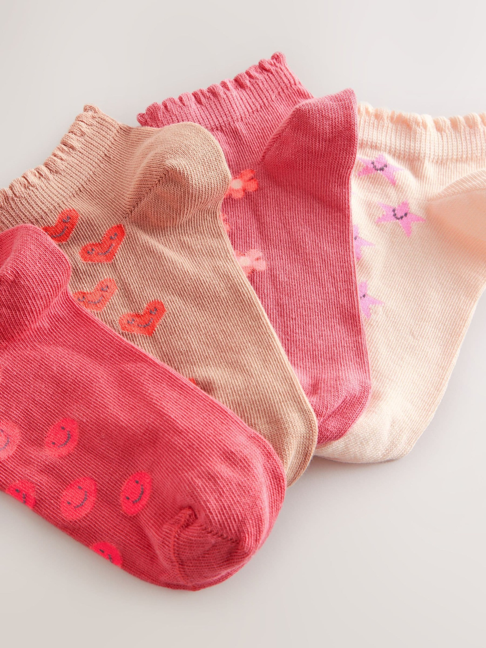 Носки хлопковые для девочки Next AT4-447, 4 шт., Розовый, Бежевый