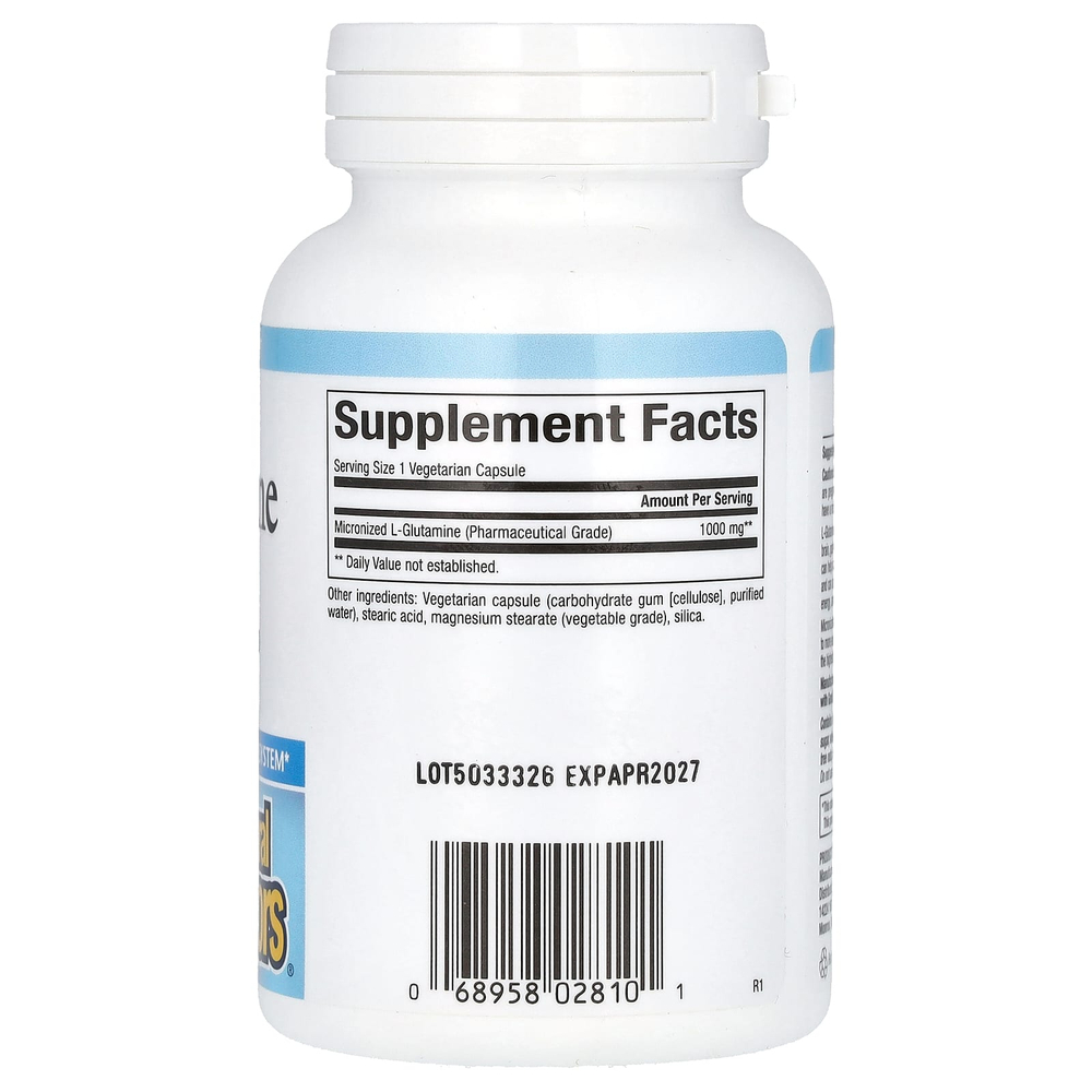 Natural Factors, Микронизированный L-глютамин, 1000 мг, 90 вегетарианских капсул