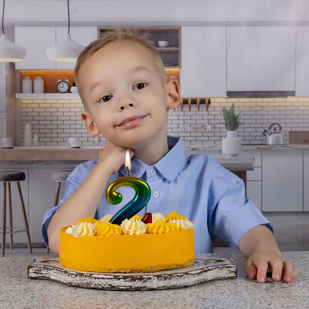 Свечи-цифры Радуга 8 см