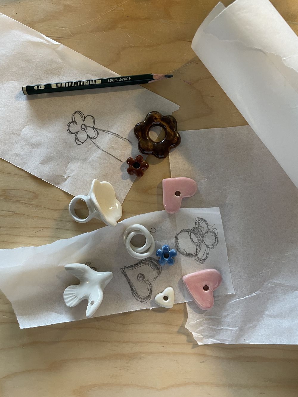 Подвес Цветок mini, синий, керамика