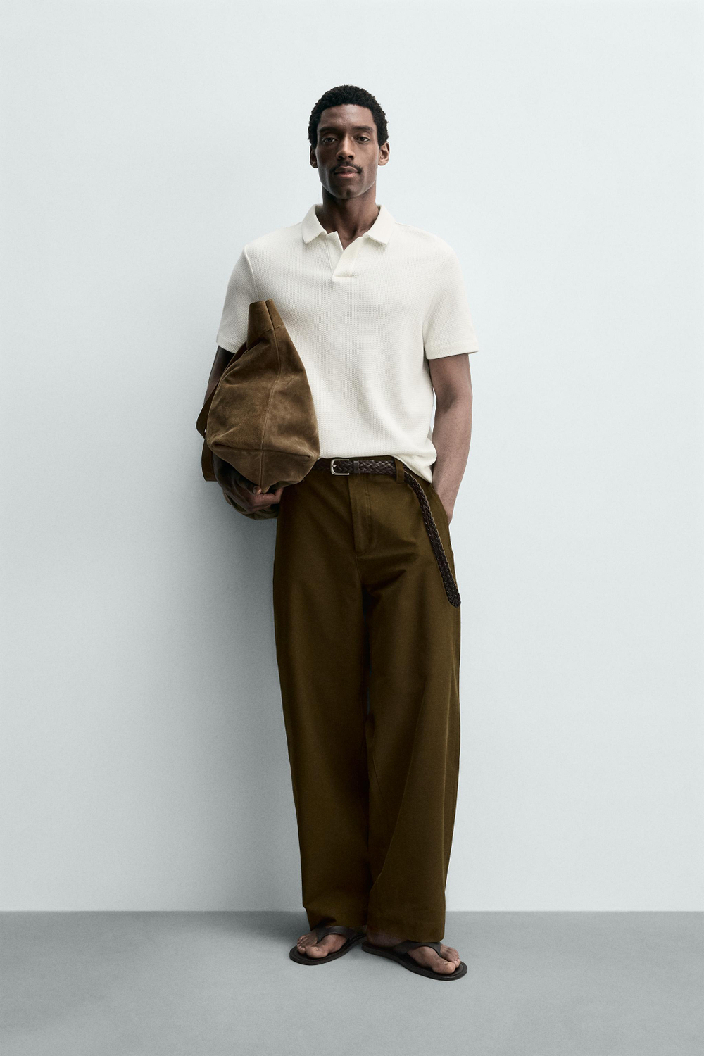 ZARA ПОЛО КЛАССИЧЕСКОГО КРОЯ, ЖЕЛТОВАТО-БЕЛЫЙ