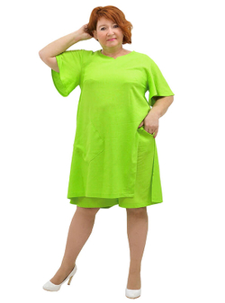 Платье-туника с вискозой и льном Лайм