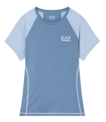 Женская теннисная футболка EA7 Tennis Pro In Ventus7 - blue horizon/zen blue