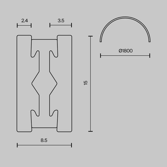 Шинопровод круглый из полукругов 1800мм Maytoni Technical FLARITY Busbar trunkings Flarity TRX154-2SR-D1800-BS