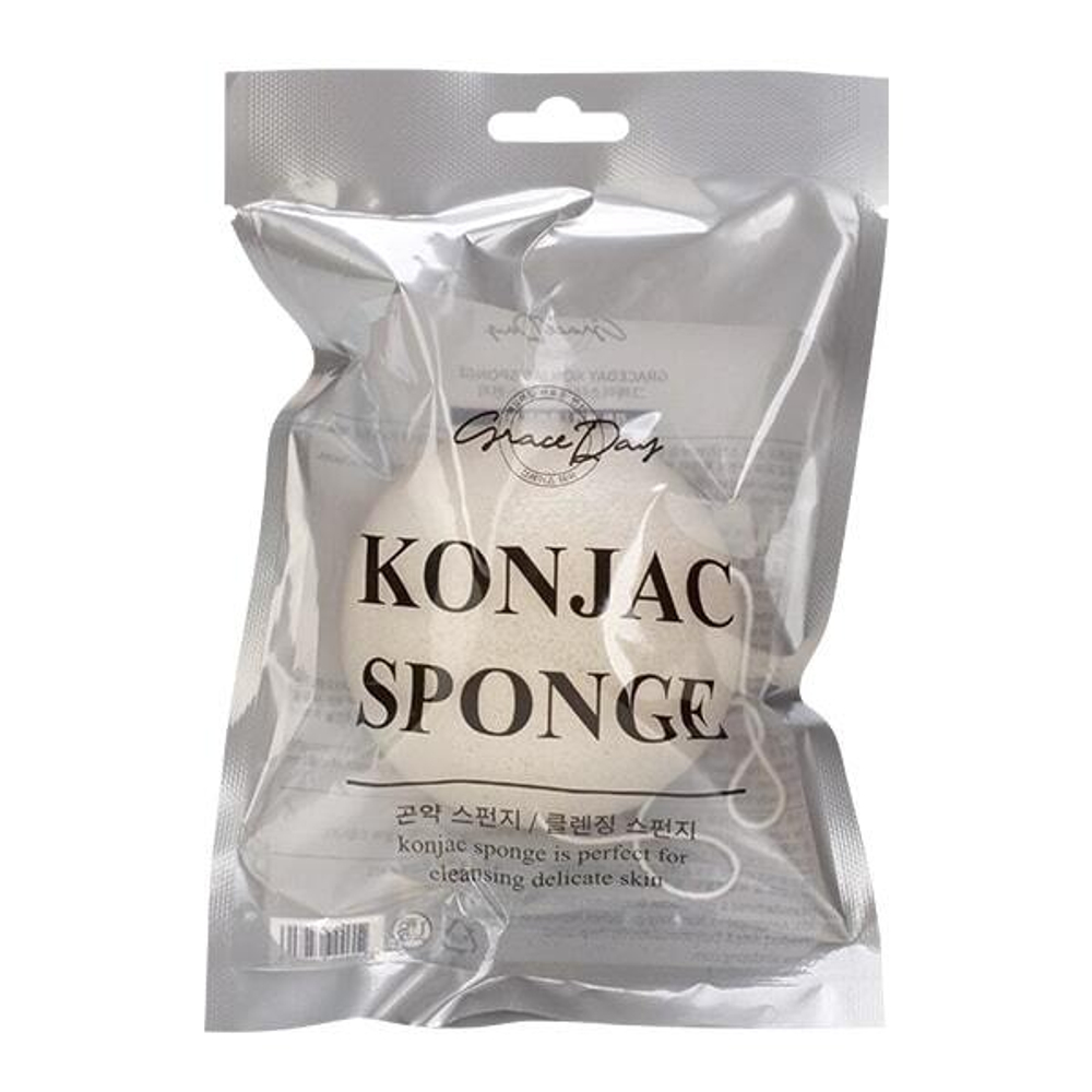 Спонж конняку для умывания Grace Day Konjac sponge - белый