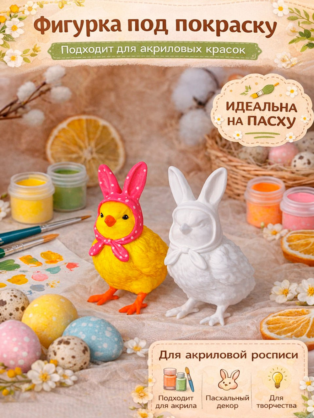 Пасхальная фигурка для раскрашивания белая пластиковая