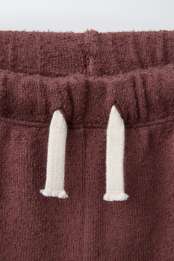 ZARA ШОРТЫ-БЕРМУДЫ ИЗ МАХРОВОЙ ТКАНИ С ПОЛОСАМИ ПО БОКАМ, КОРИЧНЕВЫЙ