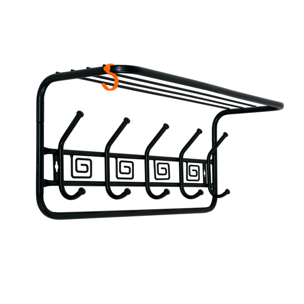 Вешалка настенная "Ажур" 60 см с полкой (черный), ЗМИ