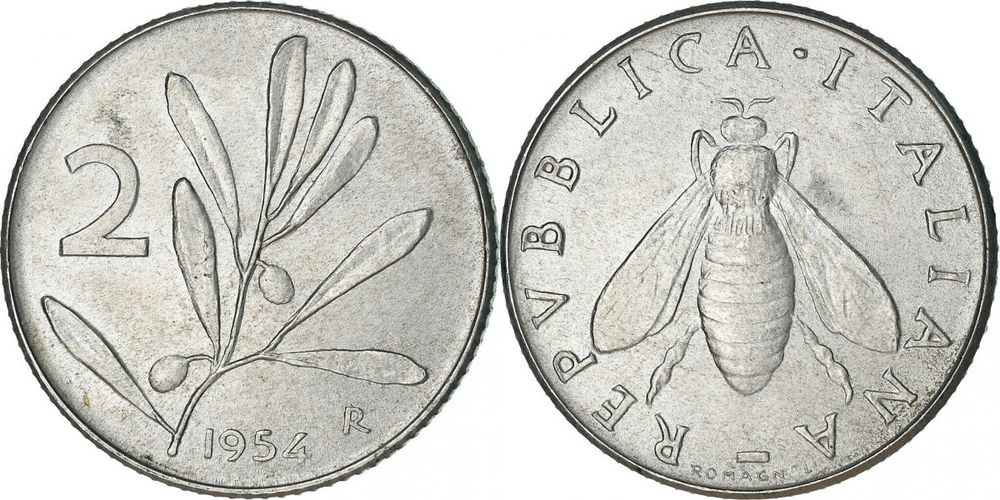 Италия 2 лиры, 1953 - 2001 Пчела XF