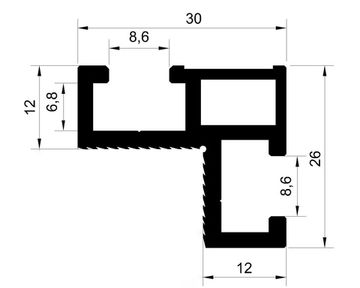 Профиль шина анодированная 30x26х1000 мм WOODWORK TR30.100