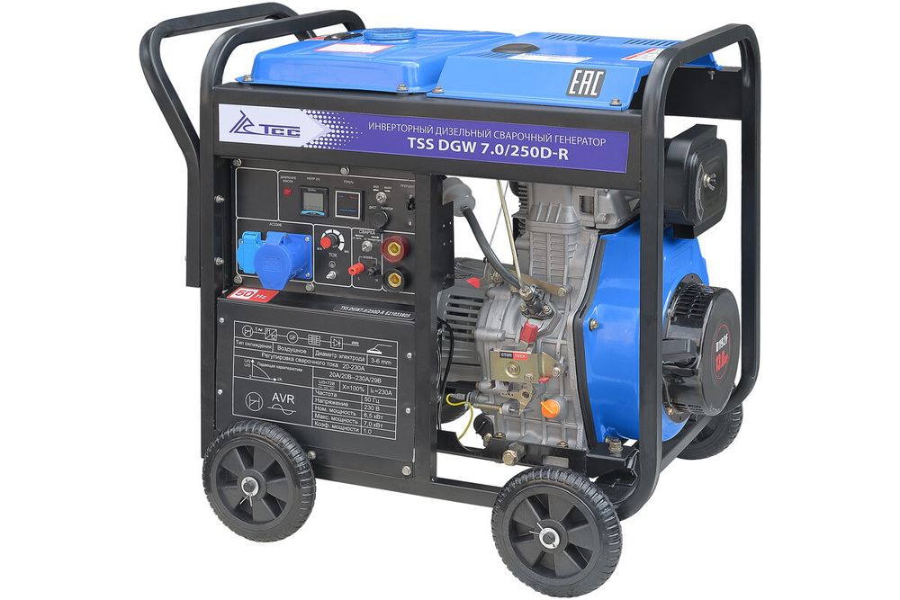 Дизельный сварочный генератор TSS DGW 7.0/250D-R - [7 кВт / MMA: 50-230А]  руч. старт