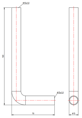 Отвод Valtec 15х70х160 мм безраструбный 90° (фитинги из нерж. стали серии VTi.960.I)