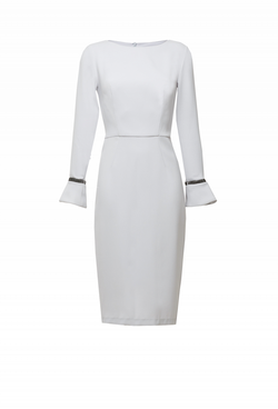 Платье-футляр серое с кристаллами "Swarovski" 46-19 SS