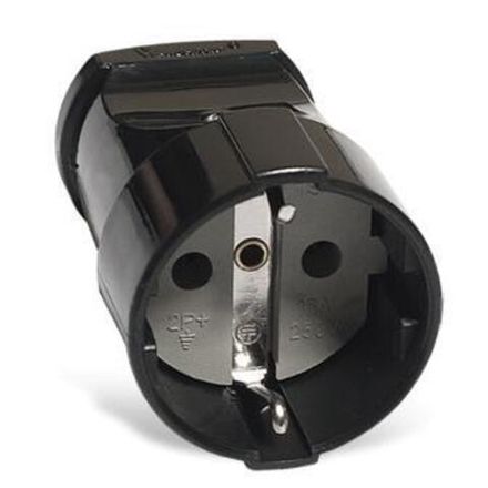 Штепсельное гнездо "UNIVersal" б/з черное ПВХ-облив 10А 250В (еврослот) (E2157 )