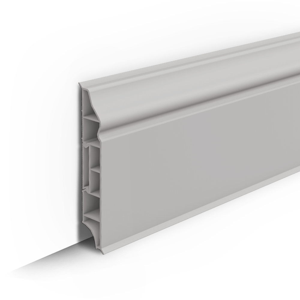 Плинтус напольный IDEAL Дюра фигурный 002 Светло-серый 80x16x2200 мм
