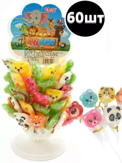 Леденцы на палочке фруктовый Зоопарк 60шт*15гр