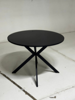 Стол М-City DISAUR Вега D100 Черный, стекло, Черный каркас