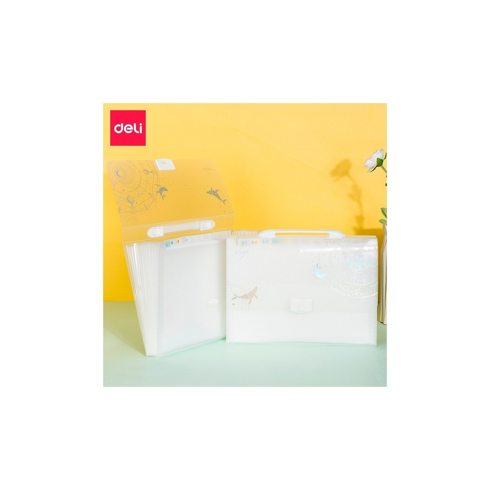 Папка-портфель А4 13 отделений, DELI полипропилен проз., 72578