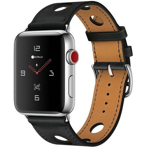 Ремешок кожаный COTEetCI W15 Fashion LEATHER с отверствиями (WH5220-BK-38) для Apple Watch 40мм/ 38мм Черный