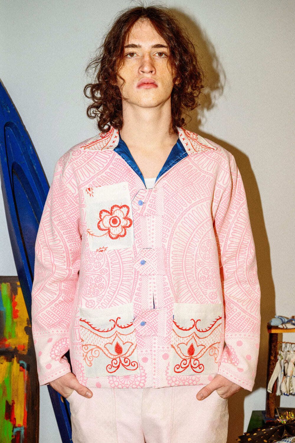 Куртка Soeurs с Голубым Подкладом / Pink And Sky Blue Jacket розовая