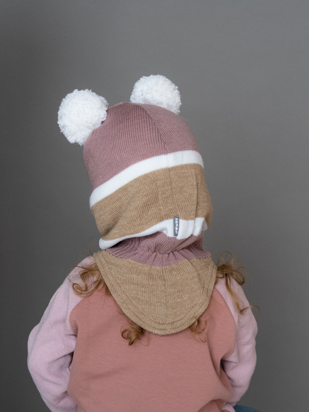 Шлем весенний/осенний вязаный (Розовый пыльный) ЗУМ-ЗУМ