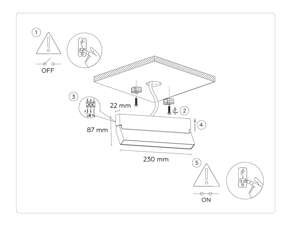 Светильник светодиодный накладной TA1821  BK черный LED 12W 4200K 230*22*87