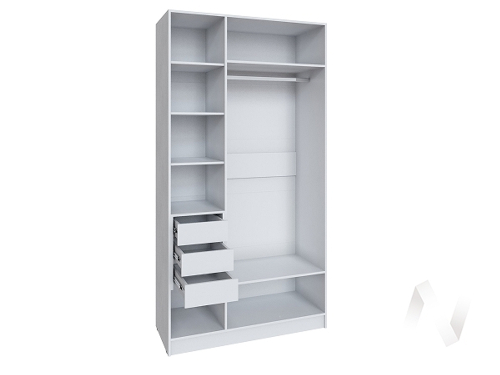 Шкаф Мадрид 1;2 с 3 ящ. внутри без зеркала (белый/ателье светлое)