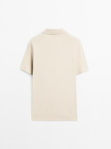 Massimo Dutti Футболка-поло с коротким рукавом, песочный