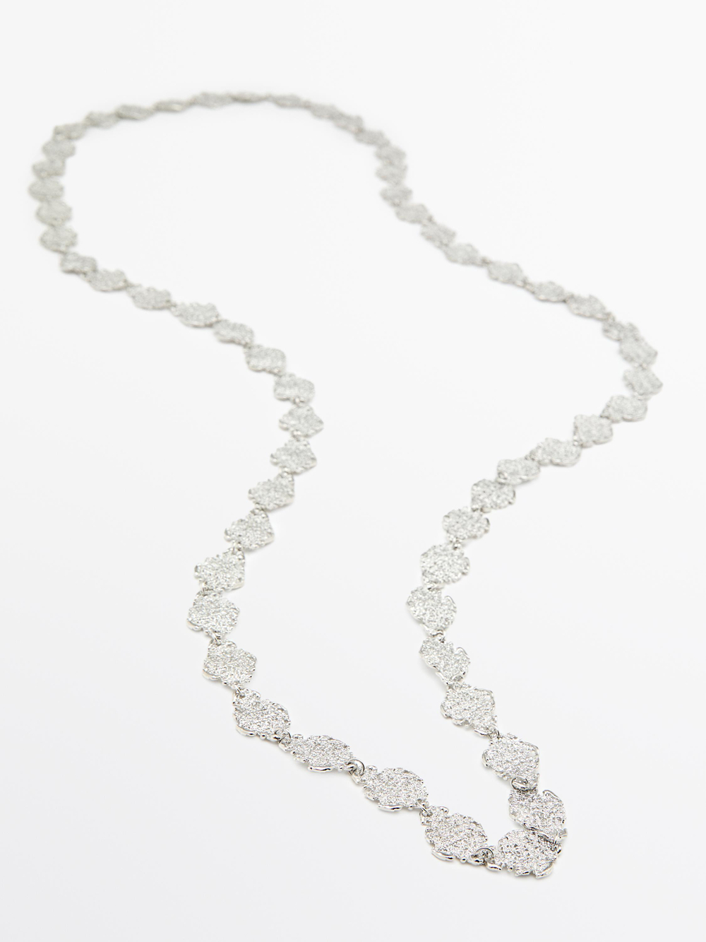 Massimo Dutti Длинное многофункциональное кружевное ожерелье, серебряный