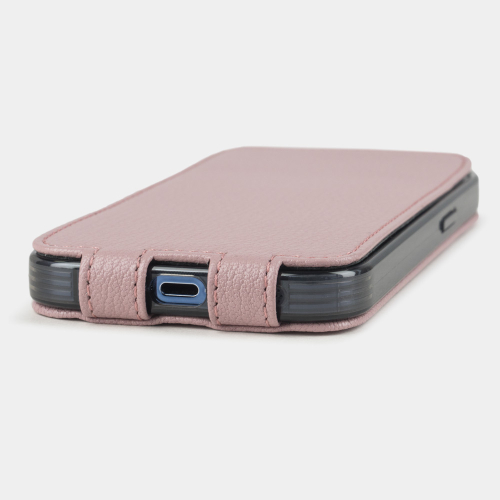 Чехол для iPhone 15 Pro из кожи козы, пудрового цвета