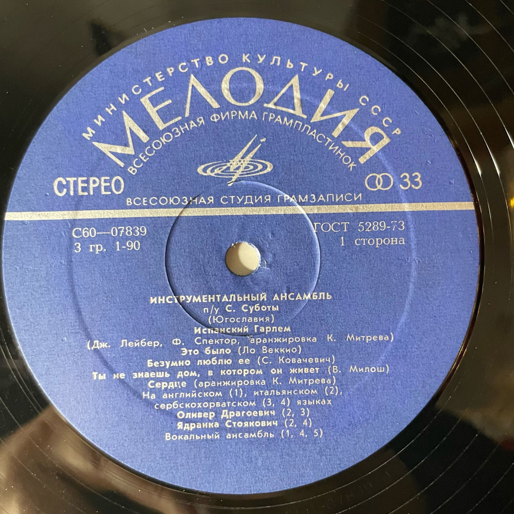 Винтажная виниловая пластинка LP Инструментальный Ансамбль Под Управлением Саши Суботы (СССР 1976)