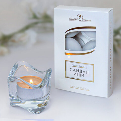Свеча чайная ароматизированная 12гр "Сандал и Ши", 6шт/уп