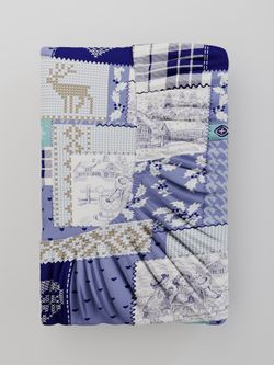 Простынь на резинке перкаль Сказка "Зимний пейзаж" 90x200 см