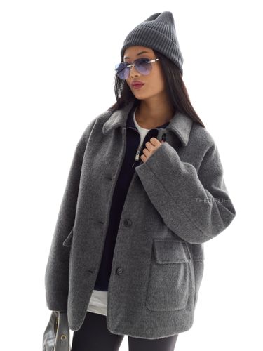 Темно-серая короткая шерстяная куртка-пальто