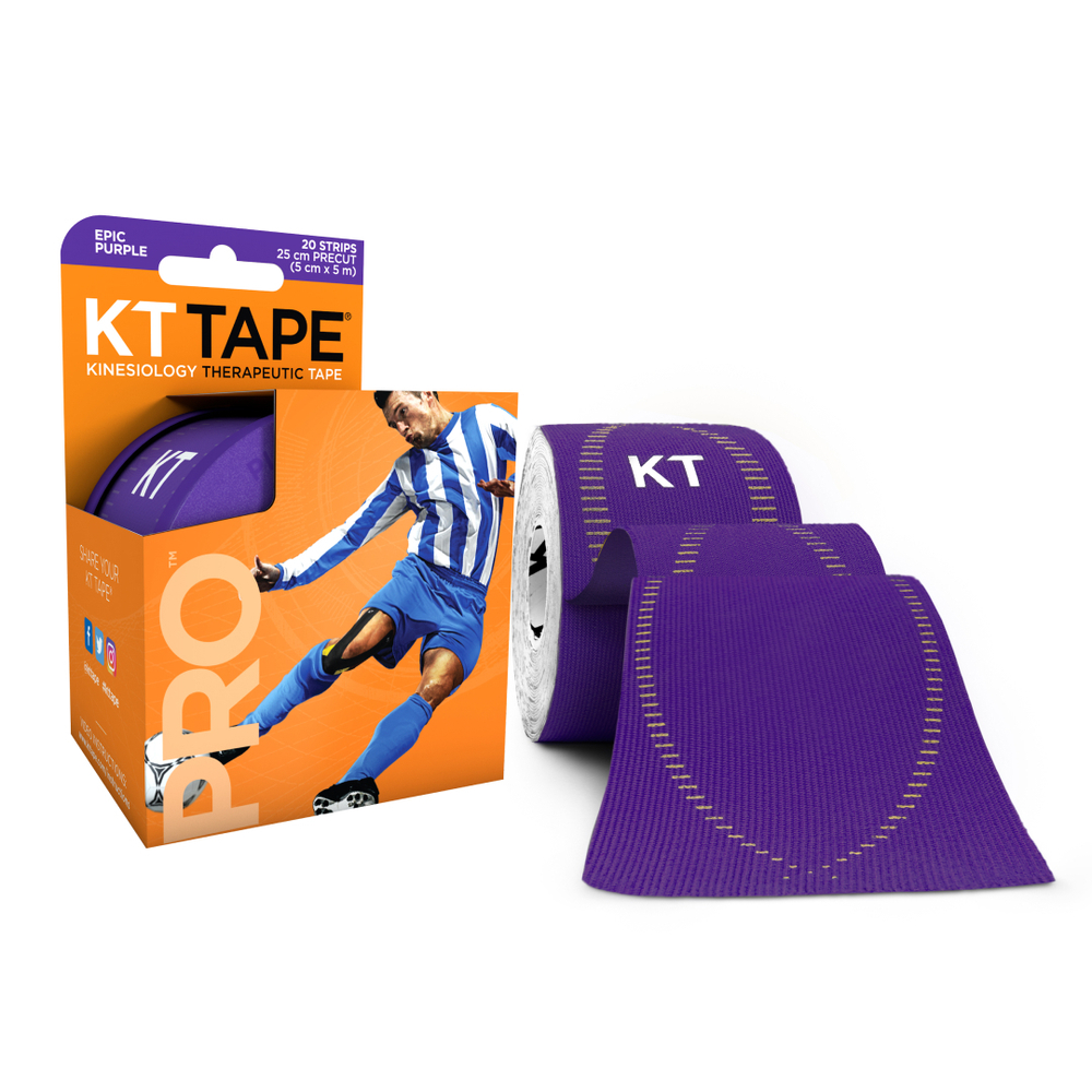 Кинезиотейп KT Tape PRO,Синтетическая основа,20 полосок 25х5см, преднарезанный, цвет Epic Purple