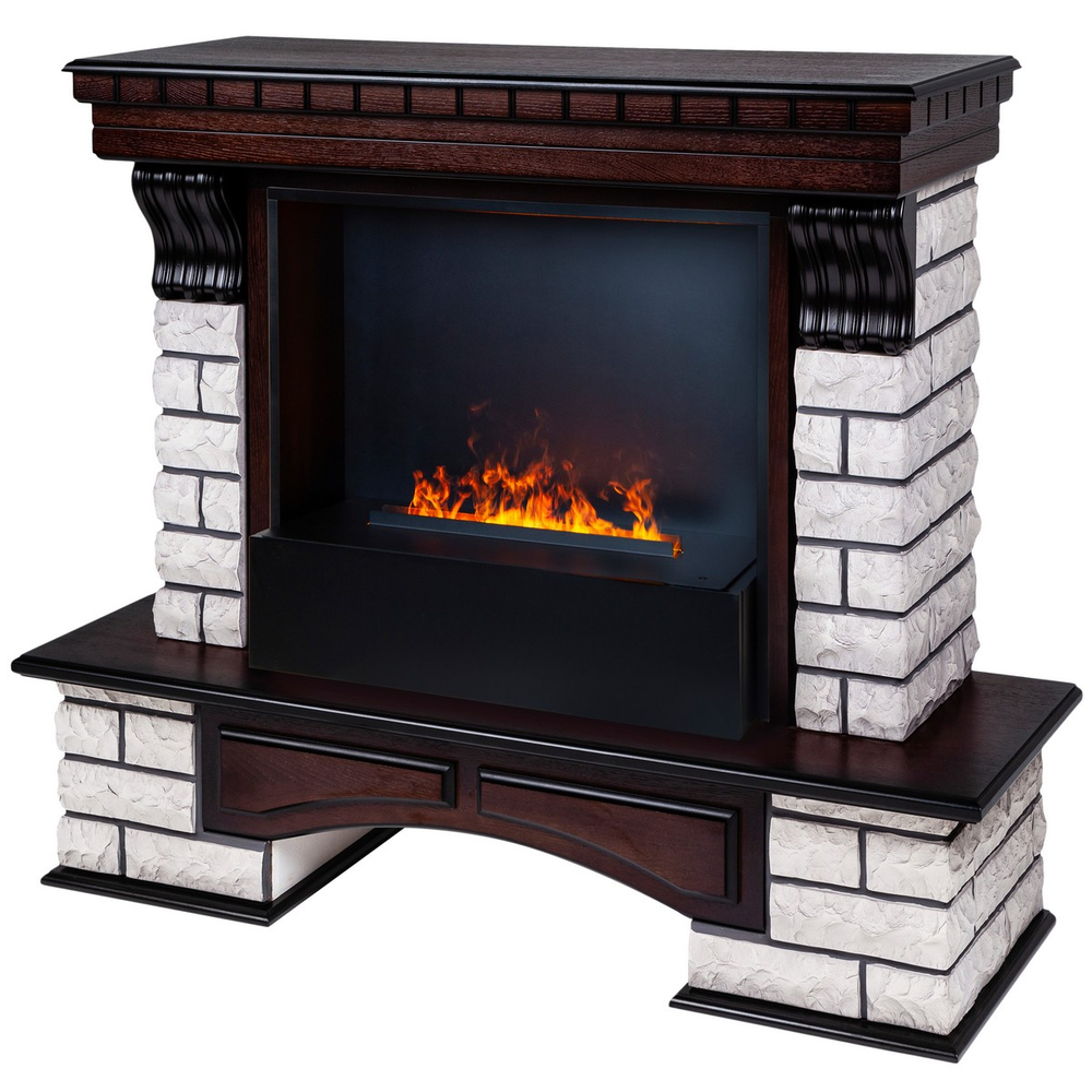 Электрокамин RealFlame Country Rock 26 AO античный дуб с очагом 3D Cassette 630 Black Panel